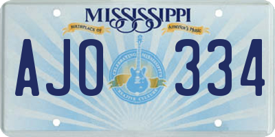 MS license plate AJO334