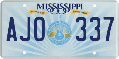 MS license plate AJO337