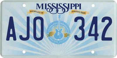 MS license plate AJO342