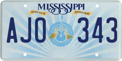 MS license plate AJO343