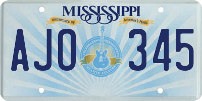 MS license plate AJO345