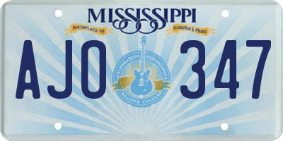 MS license plate AJO347
