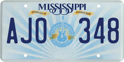 MS license plate AJO348