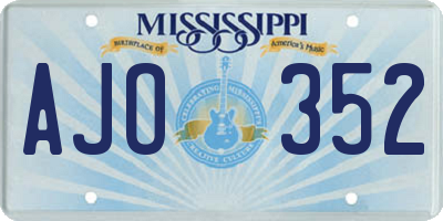 MS license plate AJO352