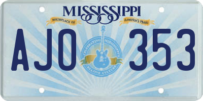 MS license plate AJO353