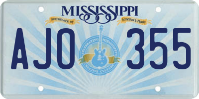 MS license plate AJO355