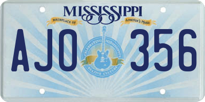 MS license plate AJO356