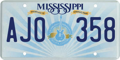 MS license plate AJO358