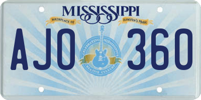 MS license plate AJO360