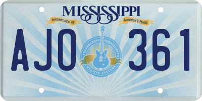 MS license plate AJO361