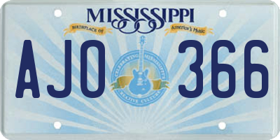 MS license plate AJO366