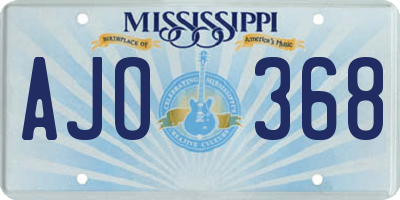 MS license plate AJO368