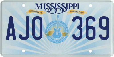 MS license plate AJO369
