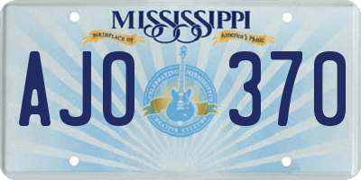 MS license plate AJO370
