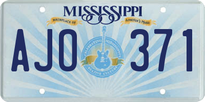MS license plate AJO371