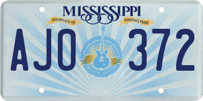 MS license plate AJO372