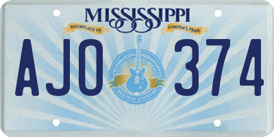 MS license plate AJO374