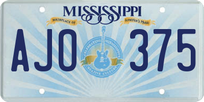 MS license plate AJO375