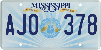 MS license plate AJO378