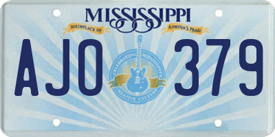 MS license plate AJO379