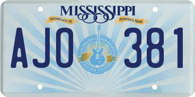 MS license plate AJO381
