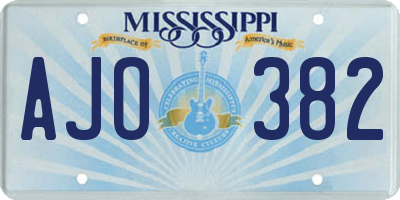MS license plate AJO382