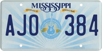 MS license plate AJO384