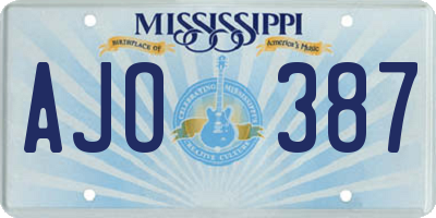 MS license plate AJO387