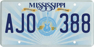 MS license plate AJO388