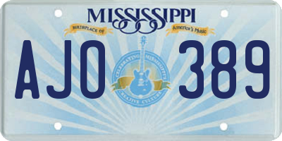 MS license plate AJO389