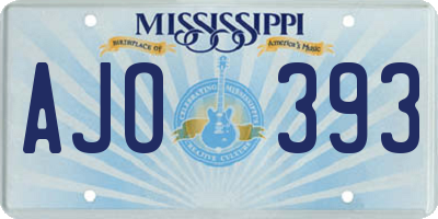 MS license plate AJO393
