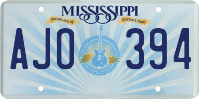 MS license plate AJO394