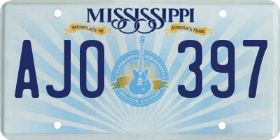 MS license plate AJO397