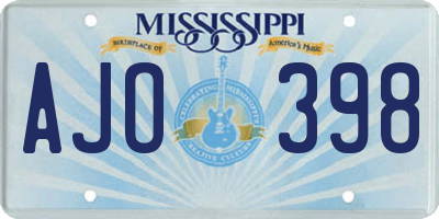 MS license plate AJO398