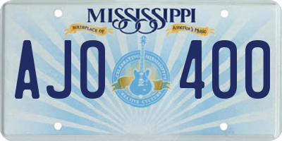MS license plate AJO400