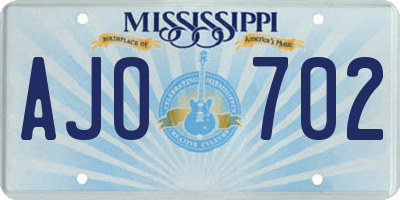 MS license plate AJO702