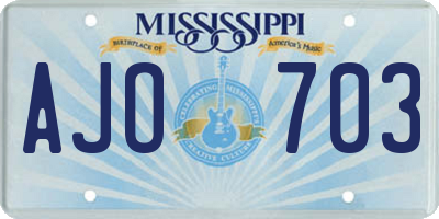 MS license plate AJO703