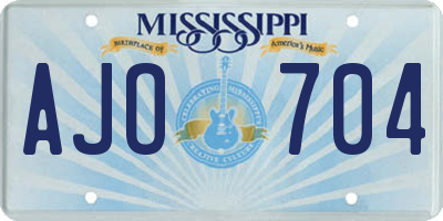 MS license plate AJO704