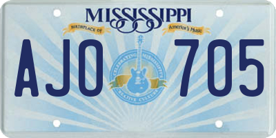 MS license plate AJO705