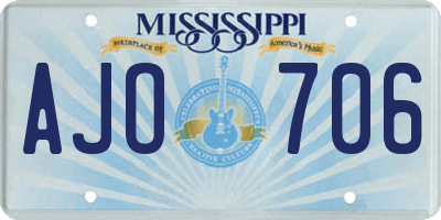 MS license plate AJO706