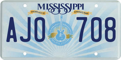 MS license plate AJO708