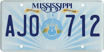 MS license plate AJO712