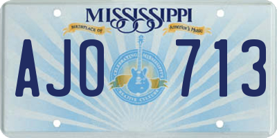 MS license plate AJO713