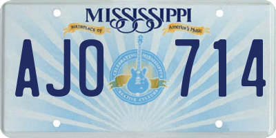 MS license plate AJO714