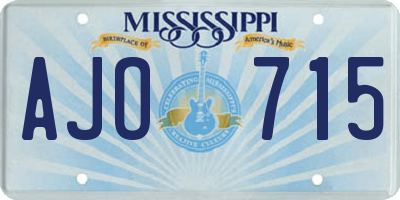 MS license plate AJO715