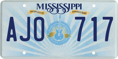 MS license plate AJO717