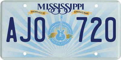 MS license plate AJO720