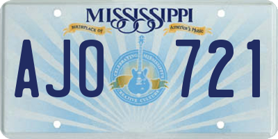 MS license plate AJO721