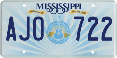 MS license plate AJO722