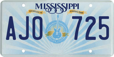 MS license plate AJO725